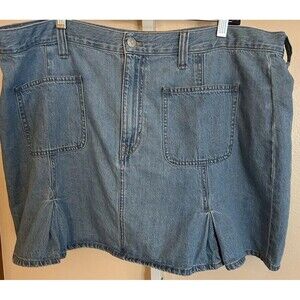 Madewell Women's Blue Jean Denim A-line Mini Skirt Size 33 Pleats US Size 16